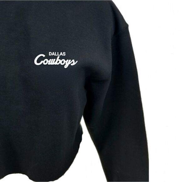 DALLAS COWBOYS Double Script Logo Cropped Crop Top Pullover Crewneck Sweatshirt - Picture 4 of 6